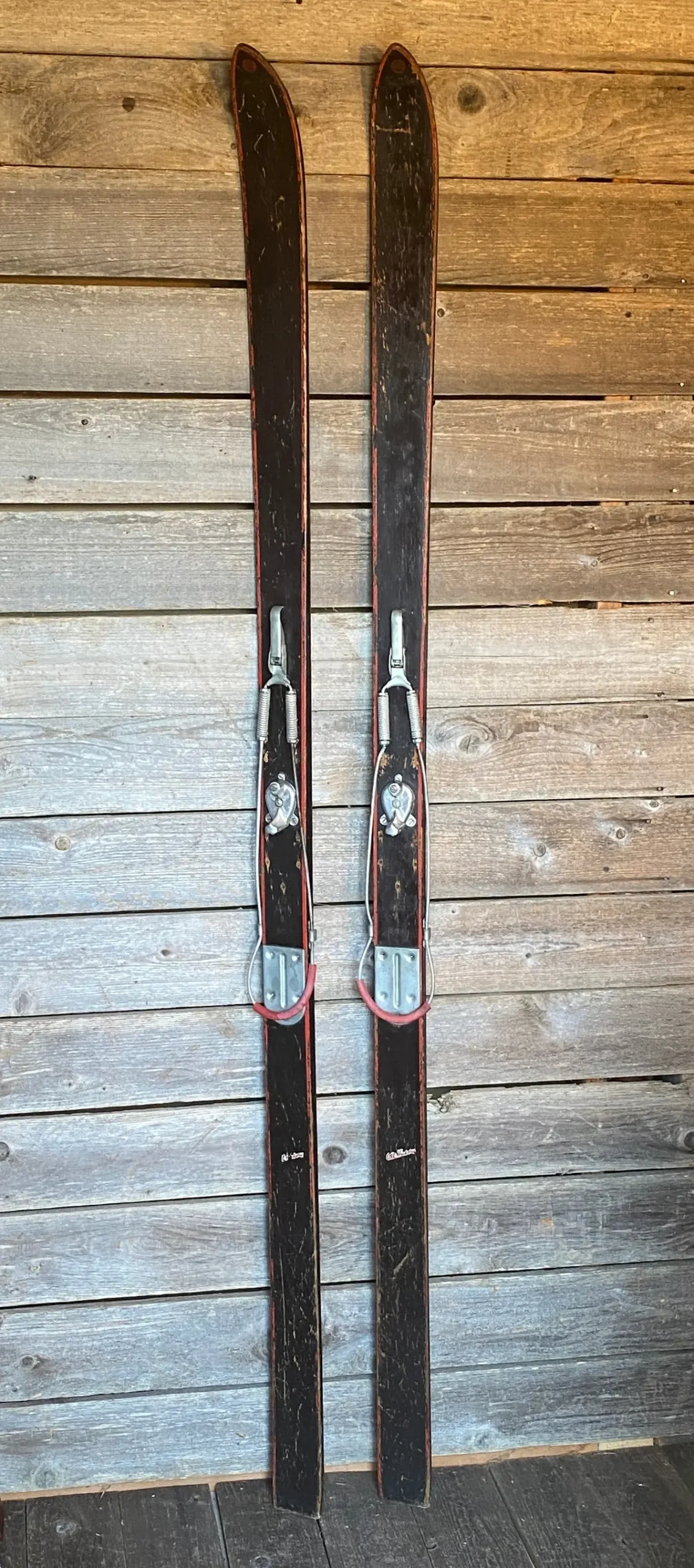 Antique Ski Rider Downhill Wooden Skis 1