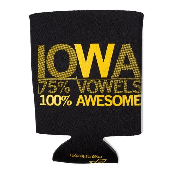 Iowa Vowels Can Cooler - Black 1