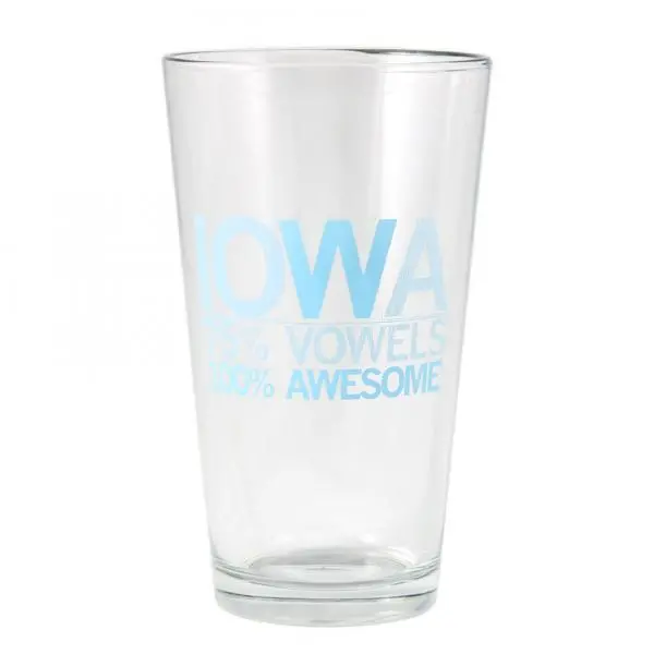 Iowa Vowels Pint Glass 1