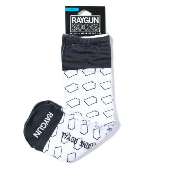 Iowa Outline Black & White Socks 1