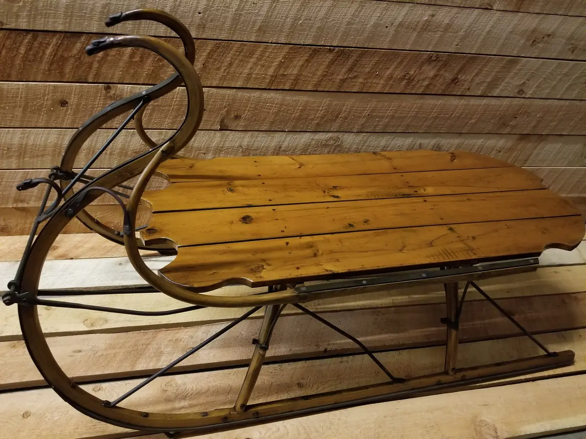 Vintage Sleigh Coffee Table - 1890S Runners - Newly Crafted Tabletop 1