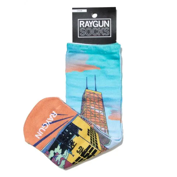 Hancock Building Colorized Socks - Orange/Blue 1