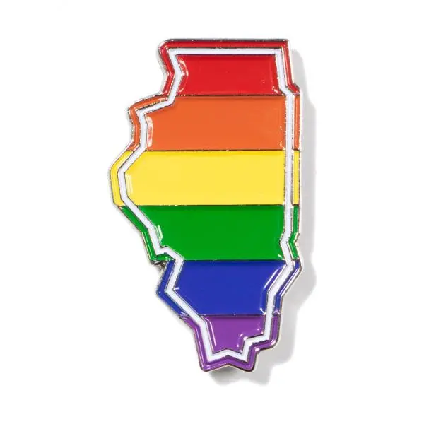Rainbow Illinois Outline Enamel Pin 1