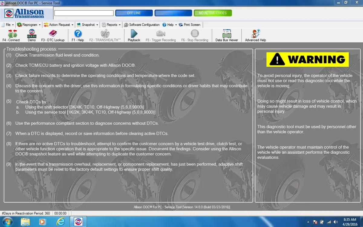 Universal Allison Doc V14 For Pc - Service Tool  Dvd - Highest Level Diagnostic Software - Online Installation ! 1