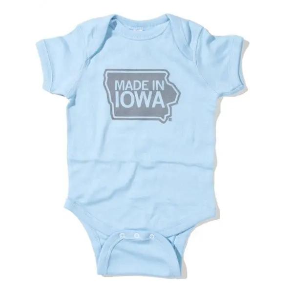 Made In Iowa Blue Onesie 1