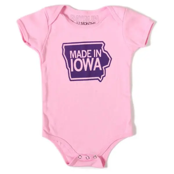 Made In Iowa Pink Onesie 1