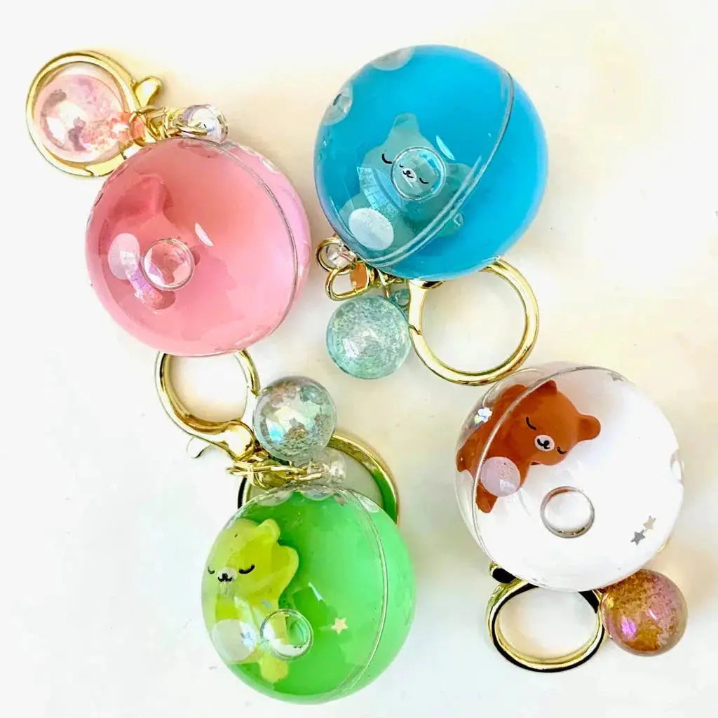 3D Sleeping Animal Ball Keyring 1
