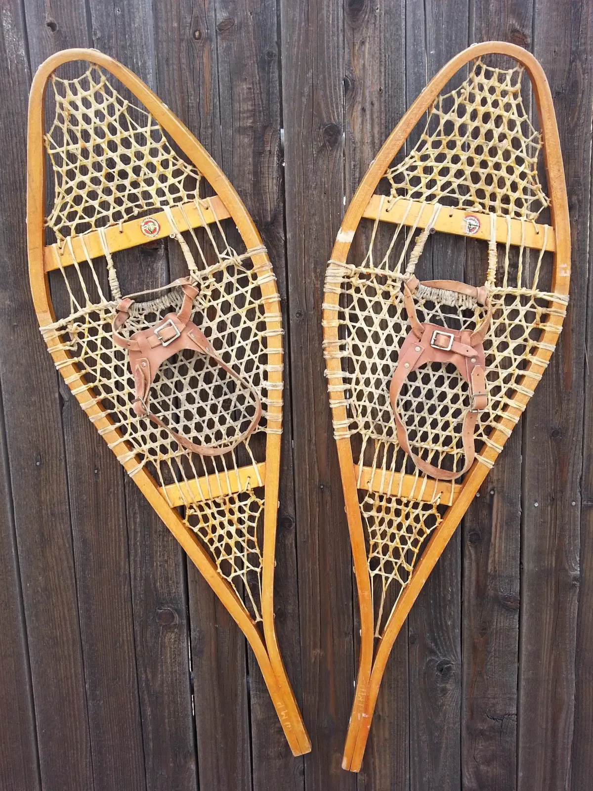 Canadian Vintage Snowshoes With Fine Weave 1