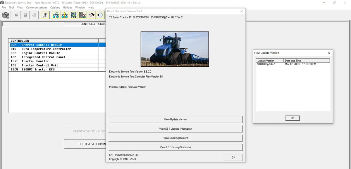 Case Ih , Steyr , Kobelco , Flexicoil Electronic Service Tools Cnh Est 9.8 Diagnostics Software - Engineering Level Latest 2023 2