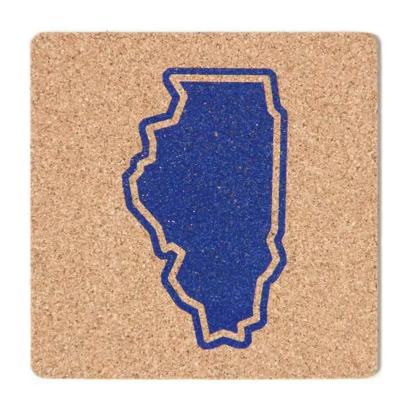 Illinois Outline Cork Coaster 1