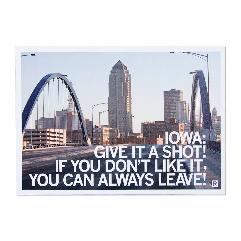 Iowa: You Can Always Leave Postcard 1