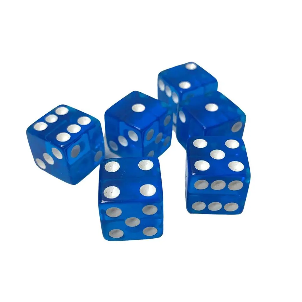 6 Blue Transparent Dice 1