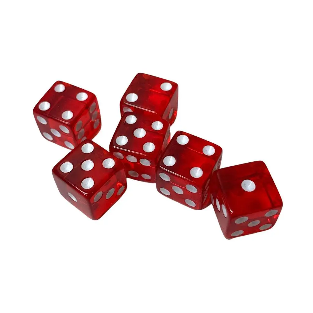 6 Transparent Red Dice 1