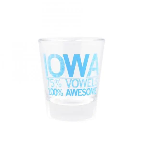 Iowa Vowels Shot Glass 1