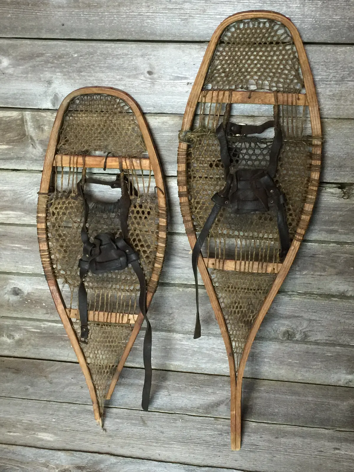 Antique Native American Snowshoes With Pom Poms 1