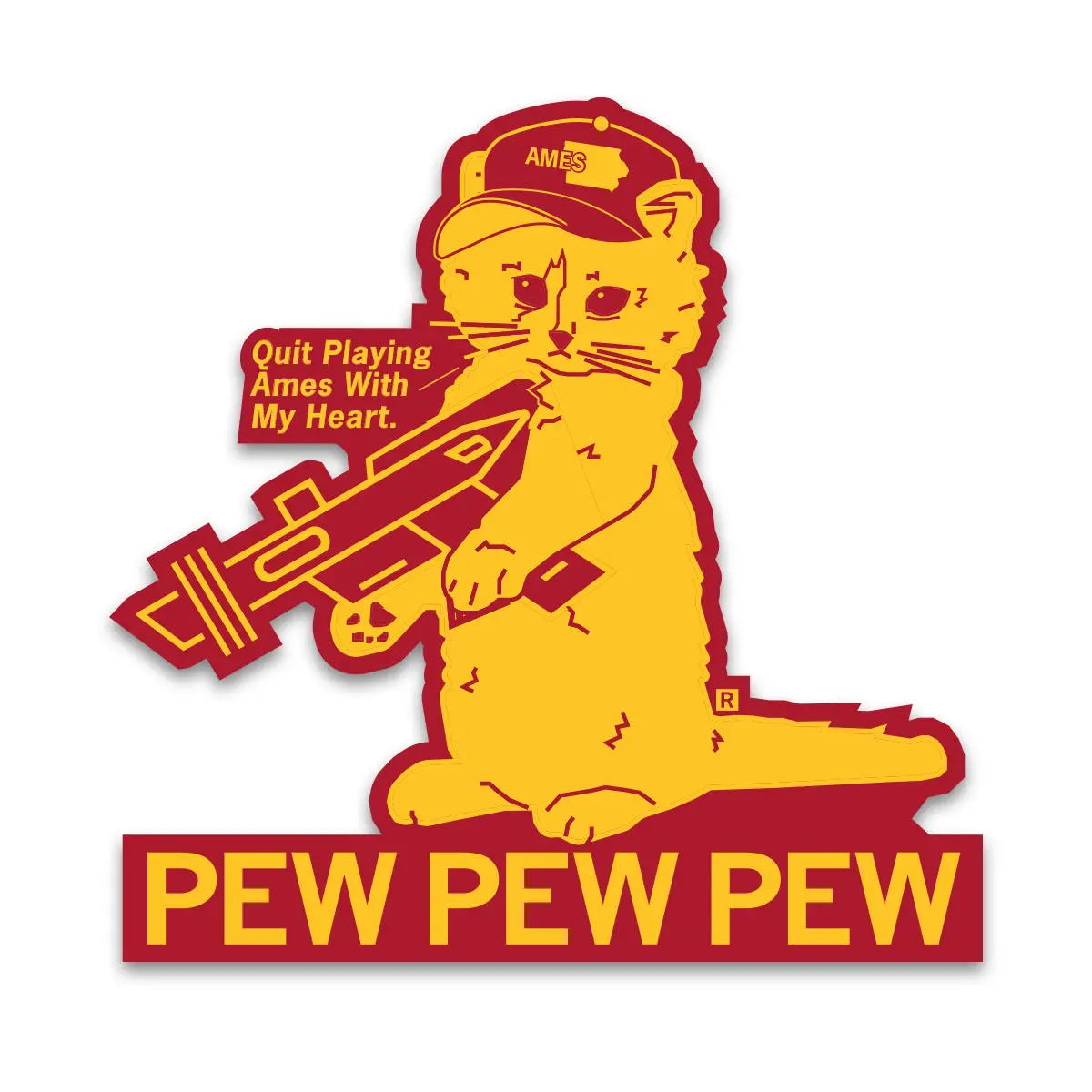 Ames Heart Pew Pew Pew Die-Cut Sticker 1