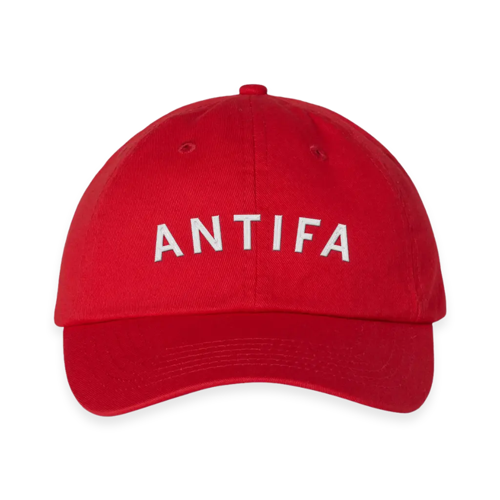 Antifa Curved Logo Dad Hat Red 1