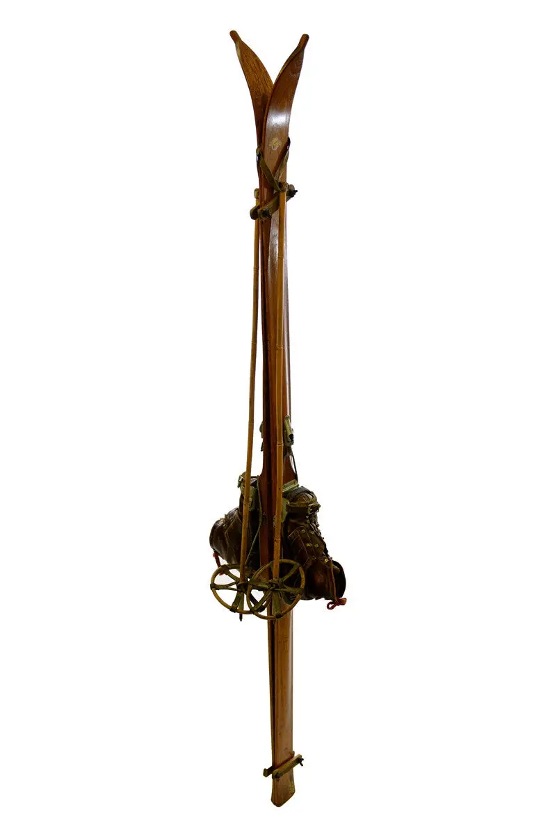 Antique Dartmouth Skis, Boots And Poles 1
