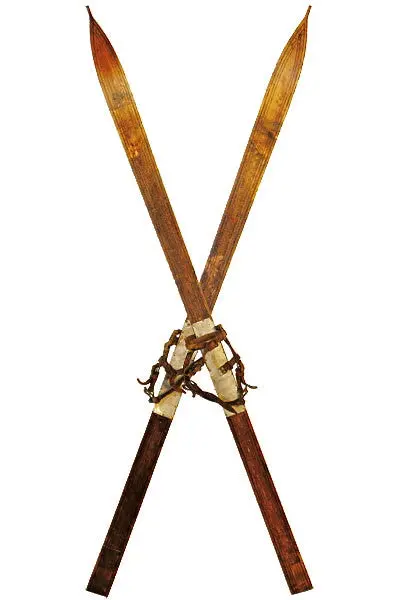 Antique Wooden Skis - Crossed 1