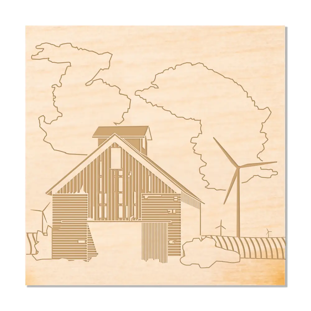 Wind Turbine Wood Coaster - Barn 1