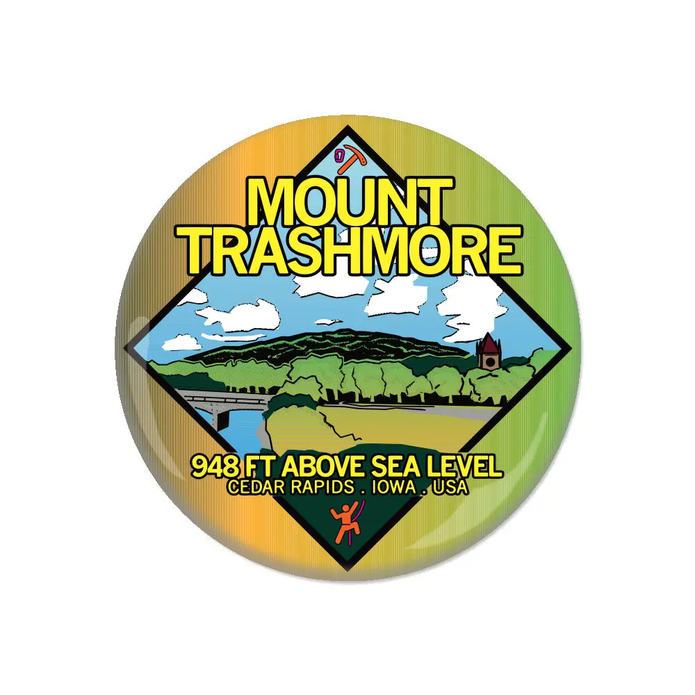 Mt. Trashmore Colorized Illustration Button 1