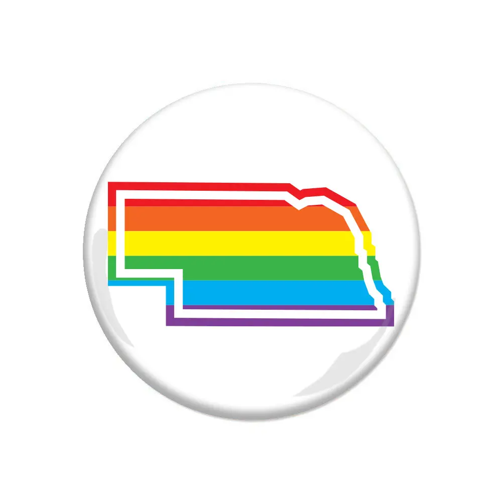 Rainbow Nebraska Outline Button 1