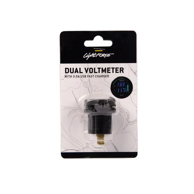 Lightforce Dual Voltmeter With 3.0 Amp Usb Fast Charger 2