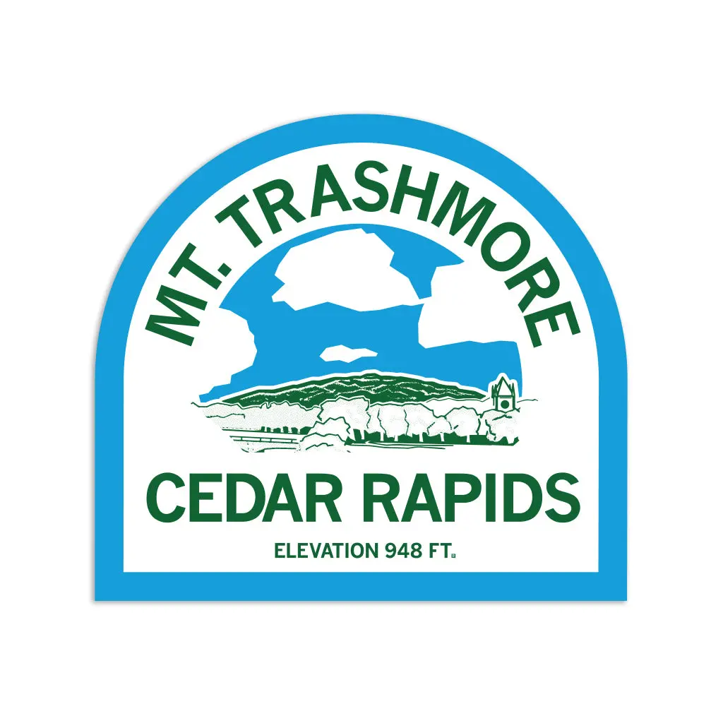 Cedar Rapids Mt. Trashmore Illustration Die-Cut Sticker 1