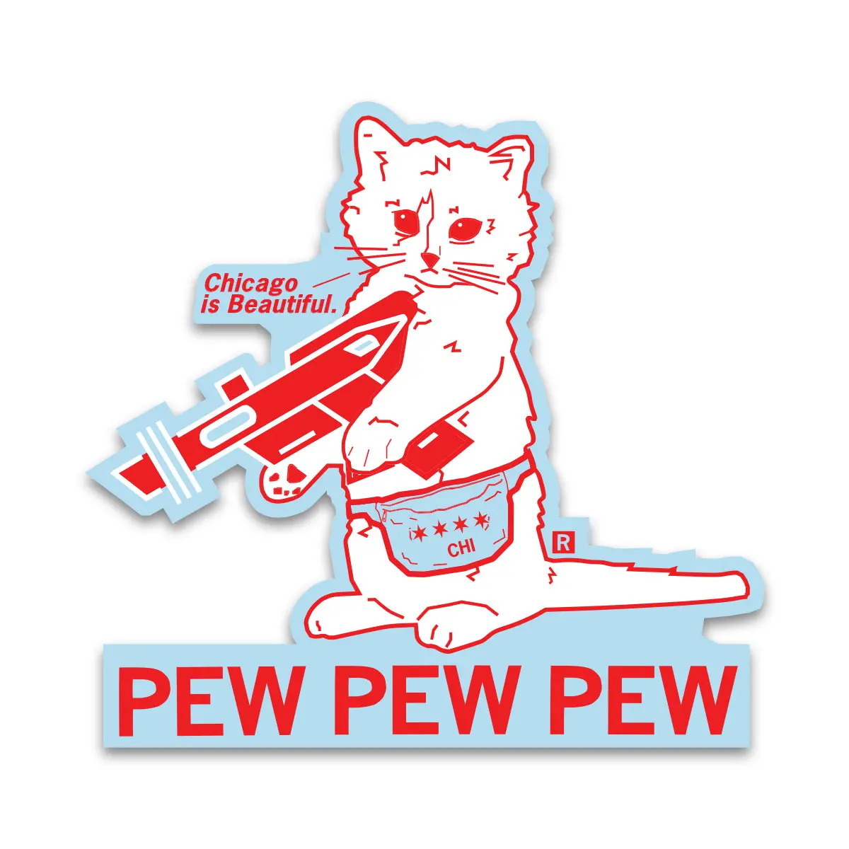 Chi Is Beautiful Pew Pew Pew Die-Cut Sticker 1