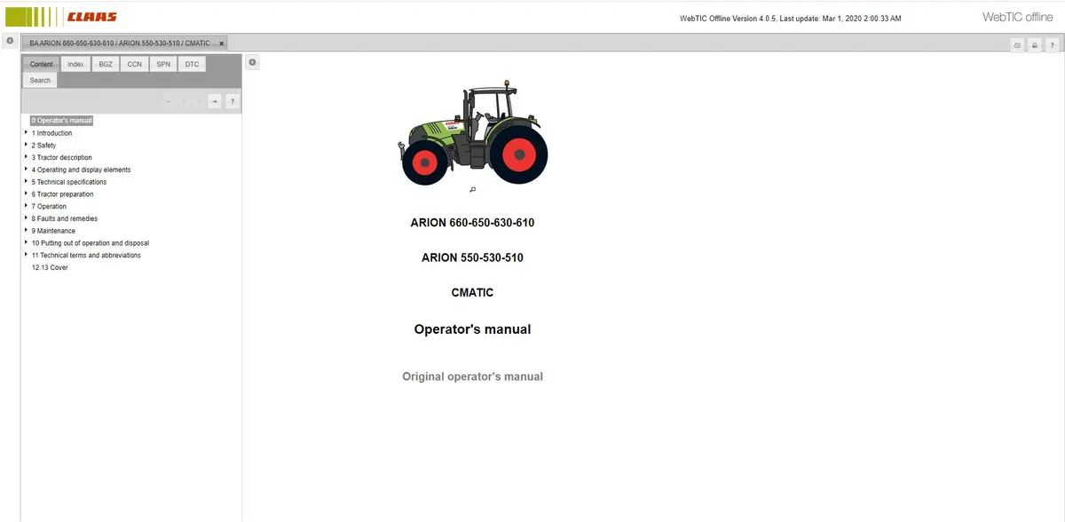 Claas Webtic Offline Service Information English Latest 2025 1