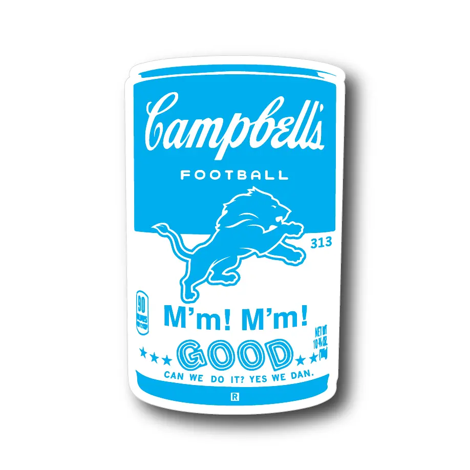 Dan Campbell's Football Soup Can Die-Cut Sticker 1