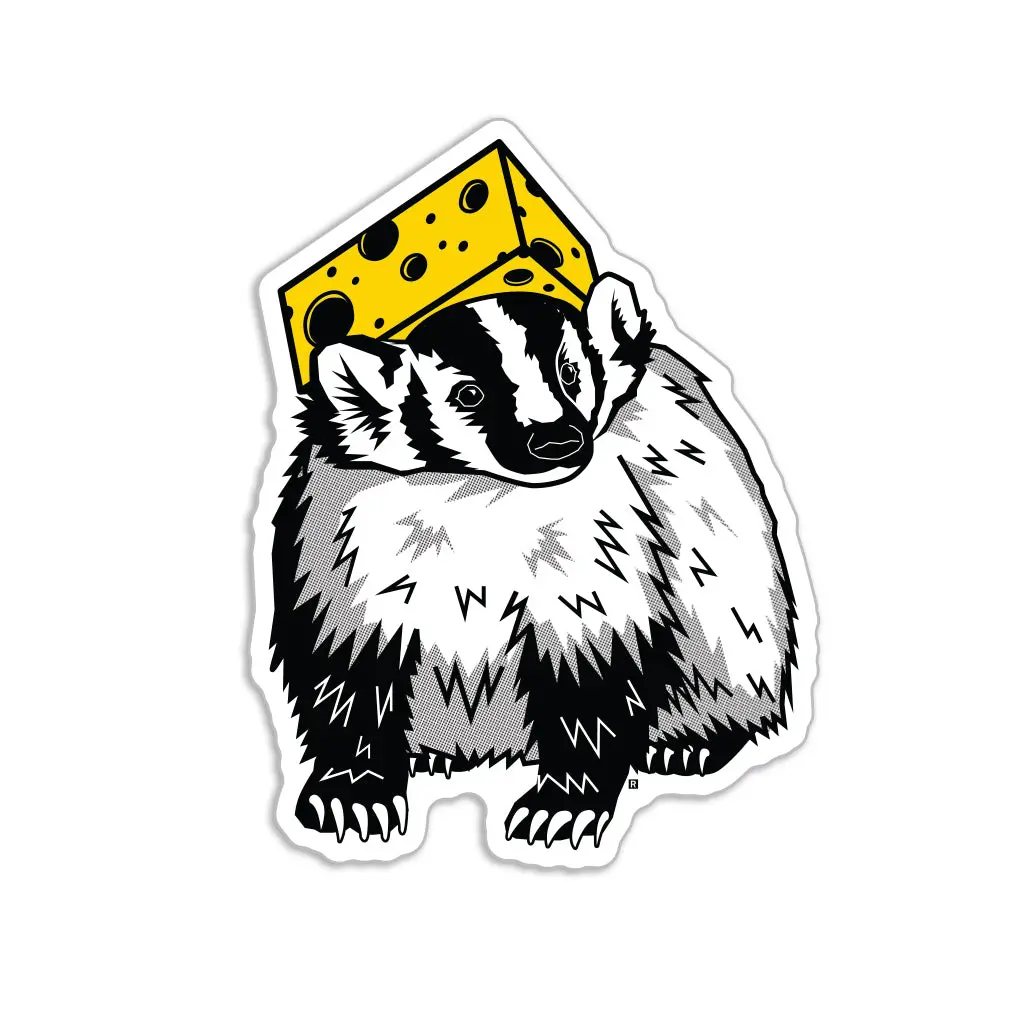 Cheesehead Badger Die-Cut Sticker 1
