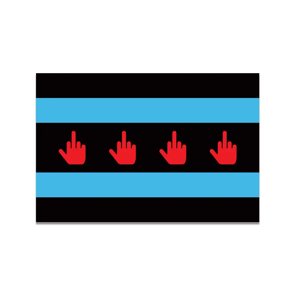 Middle Finger Chicago Flag Die-Cut Sticker 1