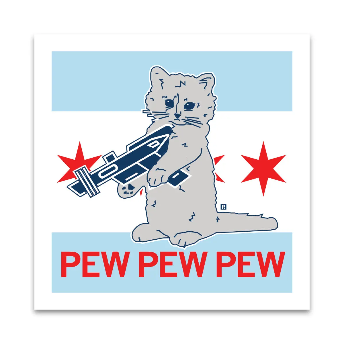 Chicago Flag Pew Pew Pew Sticker 1