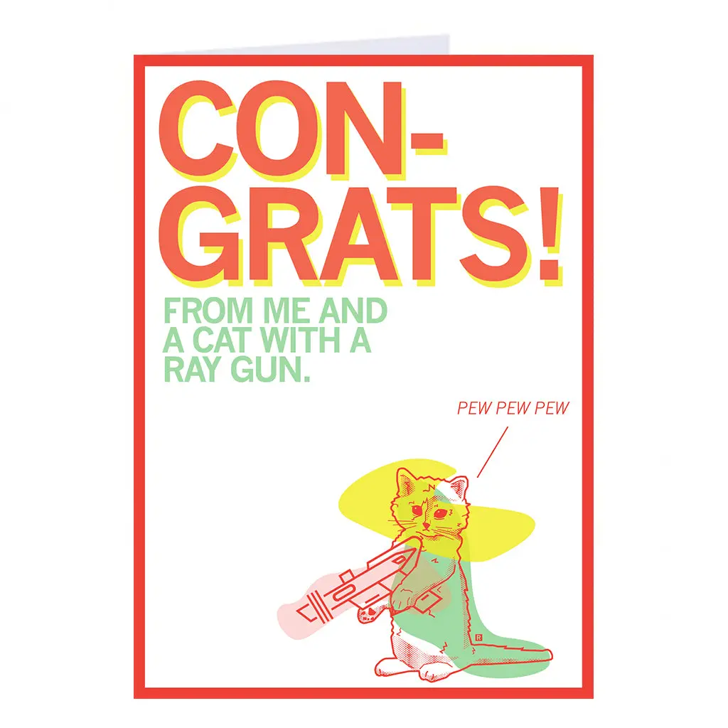 Congrats Pew Pew Pew Greeting Card 1