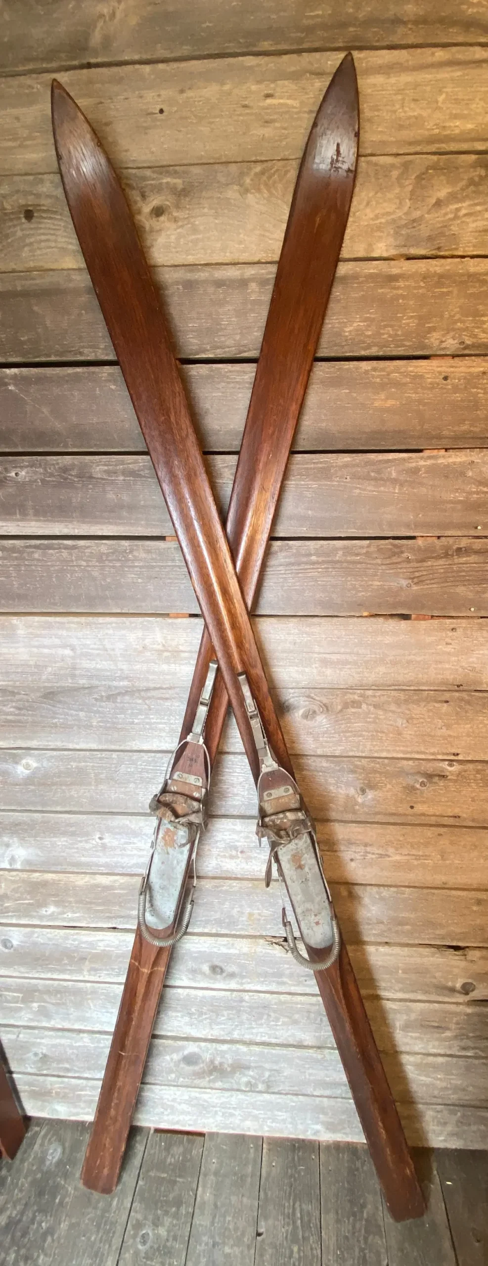 Antique Hand Carved Ridgetop Skis 1
