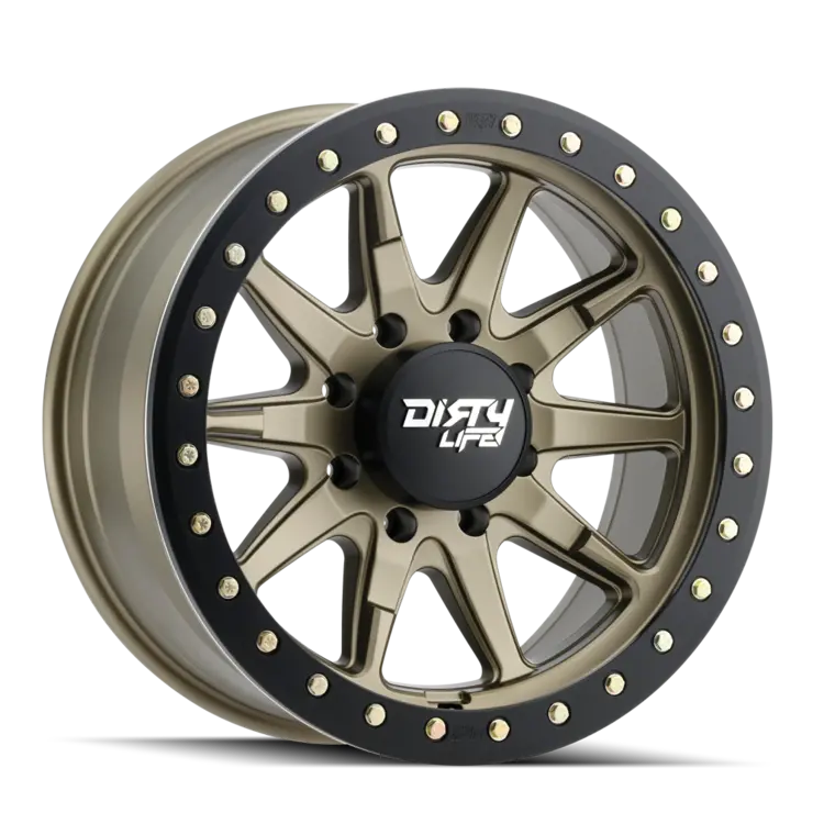 Dirty Life 17X9 0P 6X139.7 Cb110 Dual Tek Dt2 Satin Gold Black Lip 1542Kg 1