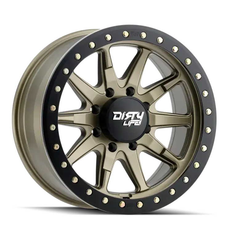 Dirty Life 17X9 12N 6X139.7 Cb110 Dual Tek Dt2 Satin Gold Black Lip 1542Kg 1