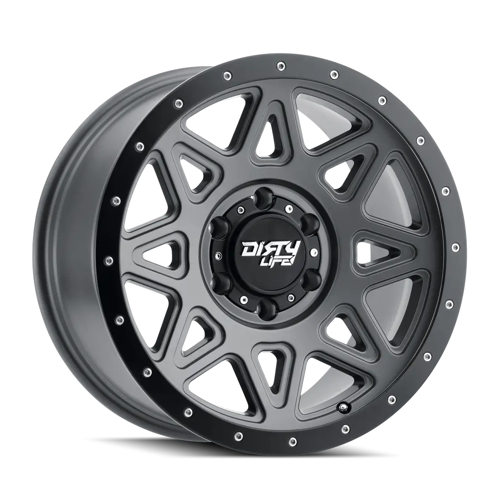 Dirty Life 18X9 25P 6X139.7 Cb110.1 Theory Matte Gunmetal Black Lip 1600Kg Dnr 1