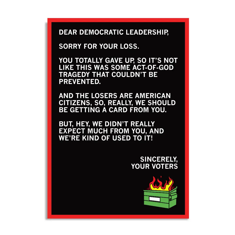 Dear Democratic Leadership Postcard 1