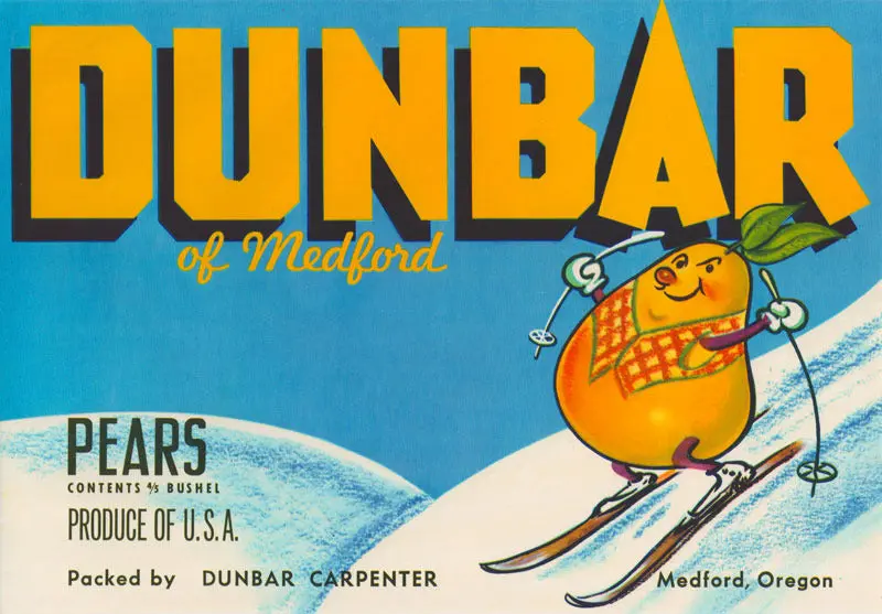 Vintage Ski Poster - Dunbar Ski Pear - Blue 1