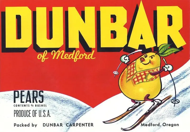 Vintage Ski Poster - Dunbar Ski Pear - Red 1