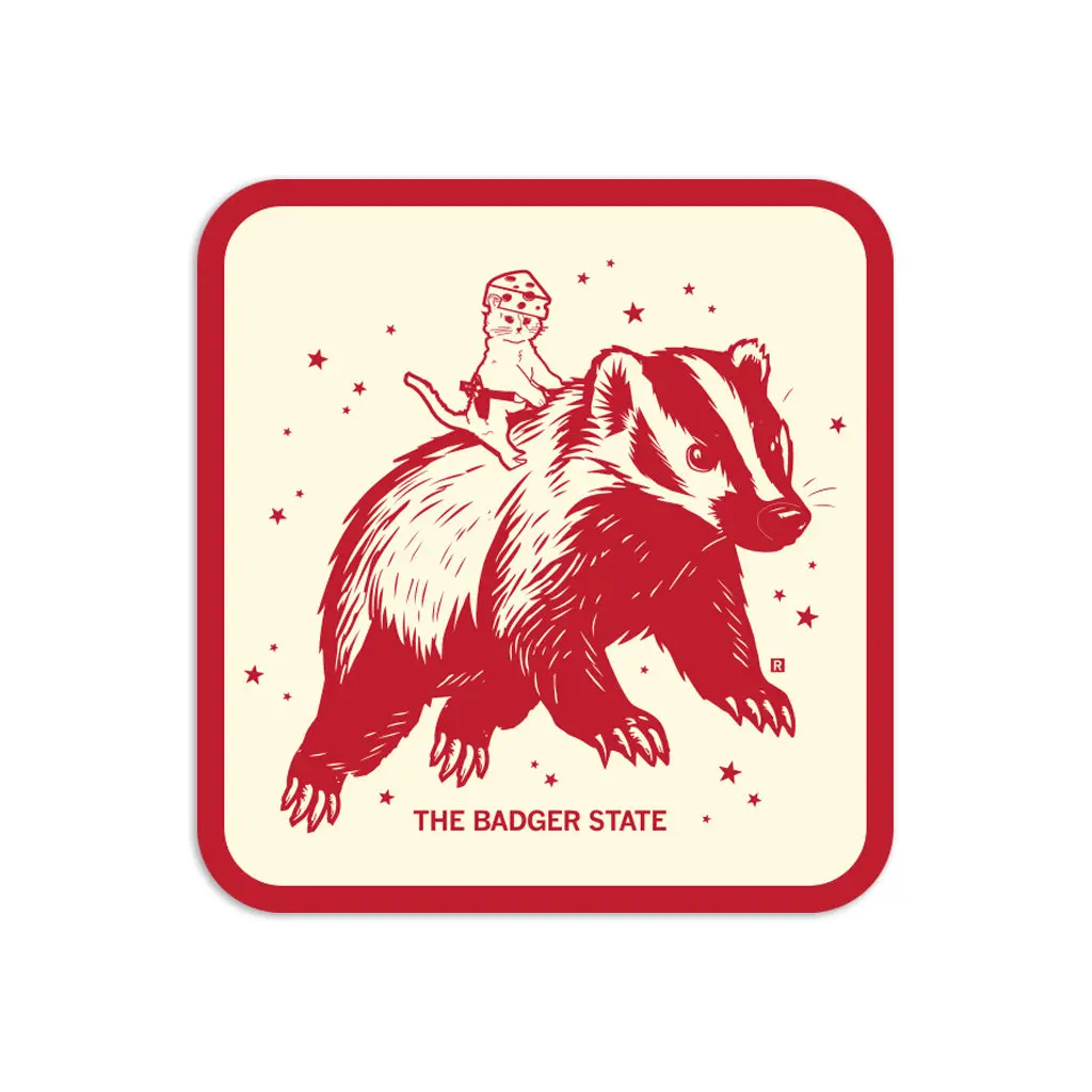 Gary Riding Badger Die-Cut Sticker 1