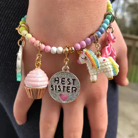 Gold Glitter Best Sister Charm 2