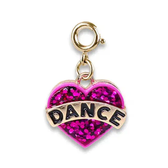 Gold Glitter Dance Heart Charm 1