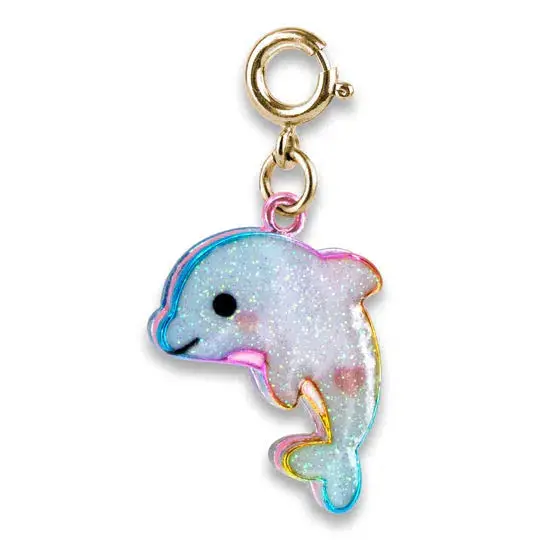 Gold Glitter Tie-Dye Dolphin Charm 1