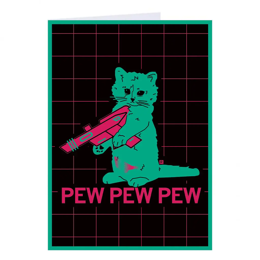 Pew Pew Pew Vaporwave Greeting Card 1