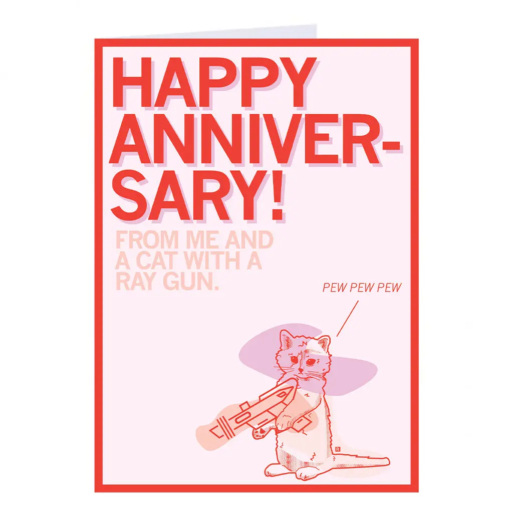 Happy Anniversary Pew Pew Pew Greeting Card 1