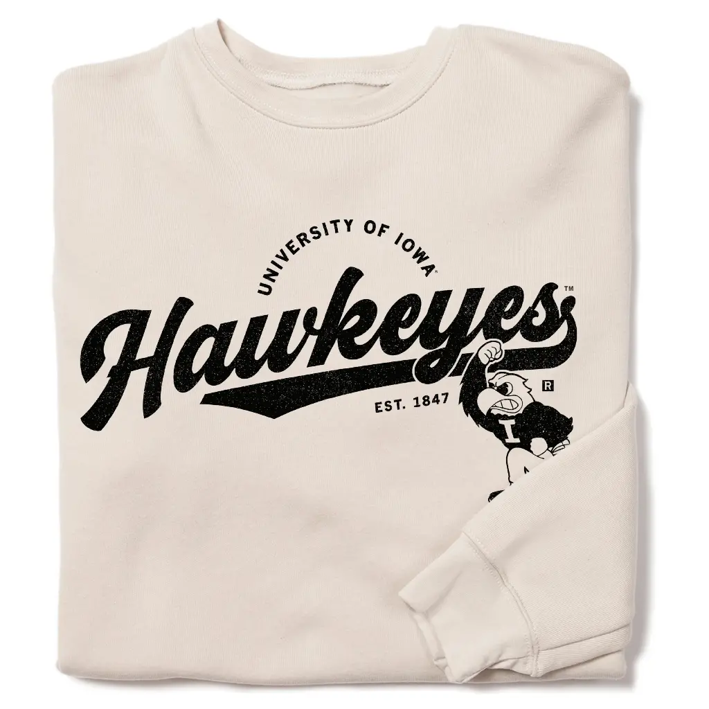 Hawkeyes Script Logo Crew Sweatshirt 1