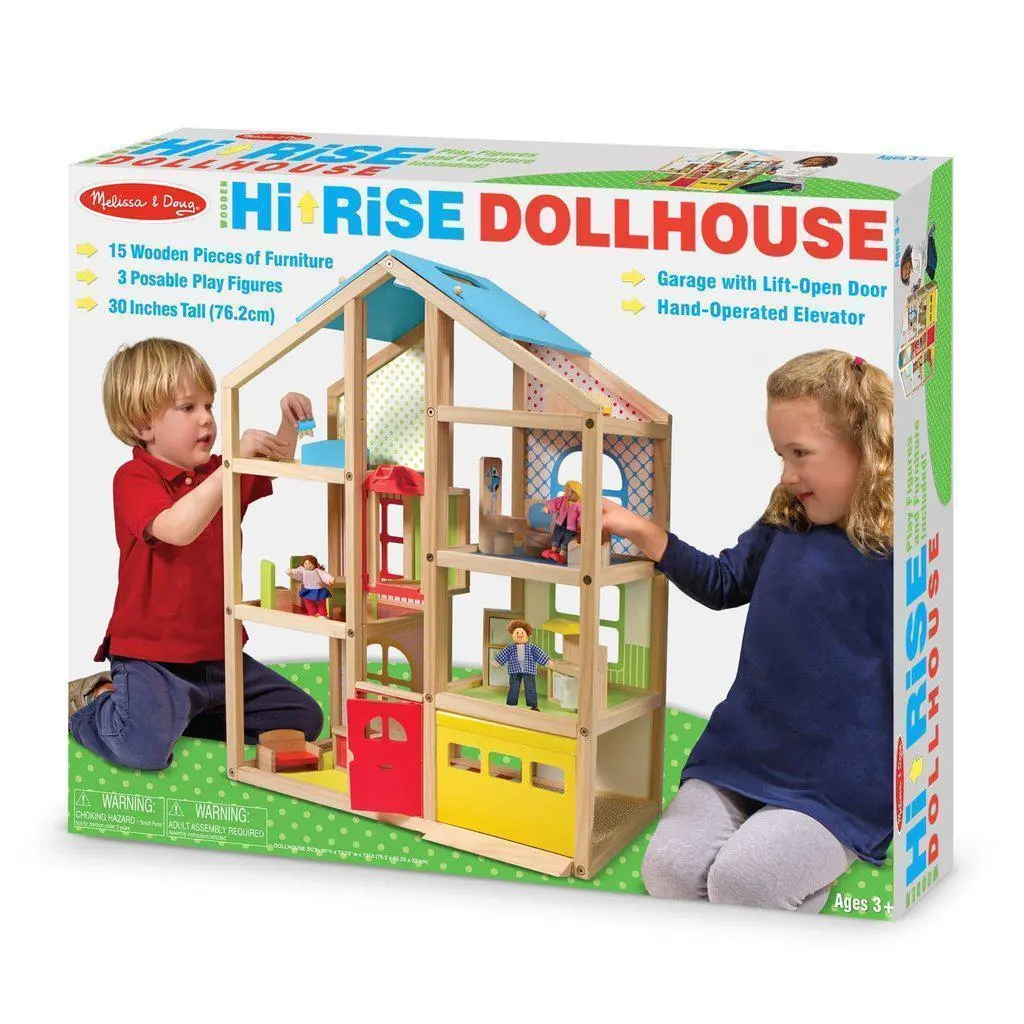 Hi-Rise Wooden Dollhouse And Furniture Set 1